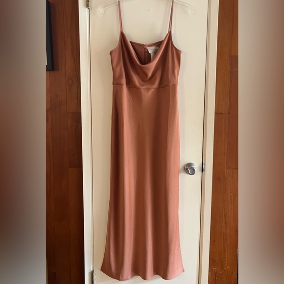 BHLDN Cali Satin Cowl-Neck Midi Slip Dress - Picture 3 of 7
